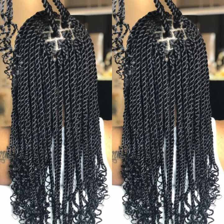 Tresses sénégalaises sur cheveux mi-longs Tresses sénégalaises sur cheveux mi-longs